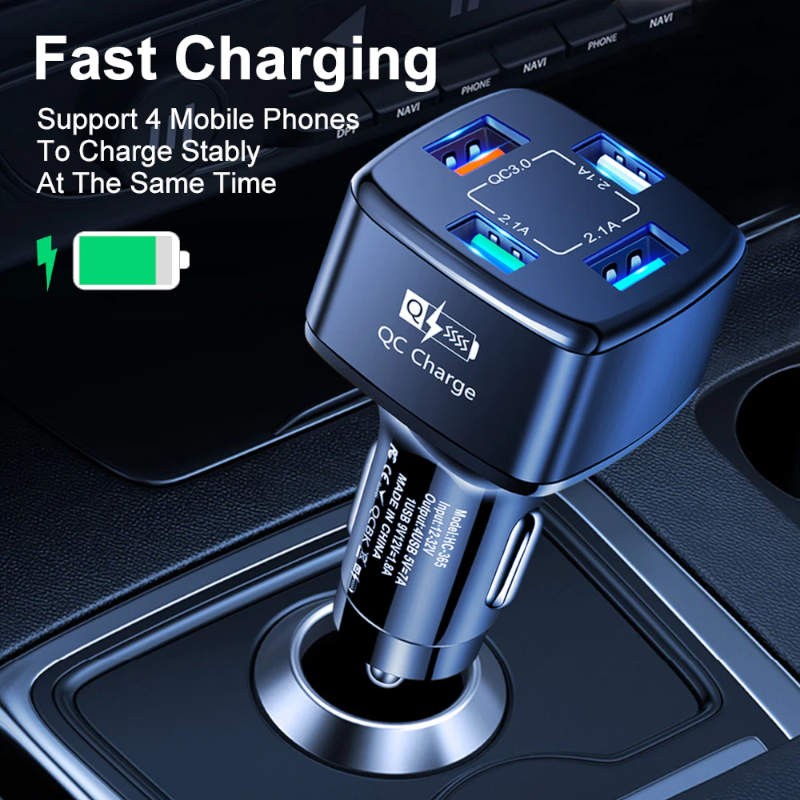 Chargeur allume-cigare 4 port - Charge rapide - 365-2PD